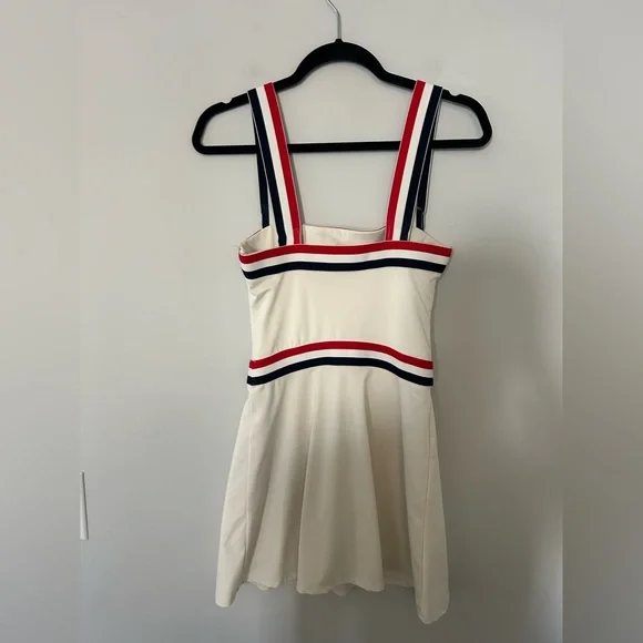 Reformation EcoMove Farrah White Red Blue Workout Dress - Picture 4 of 8
